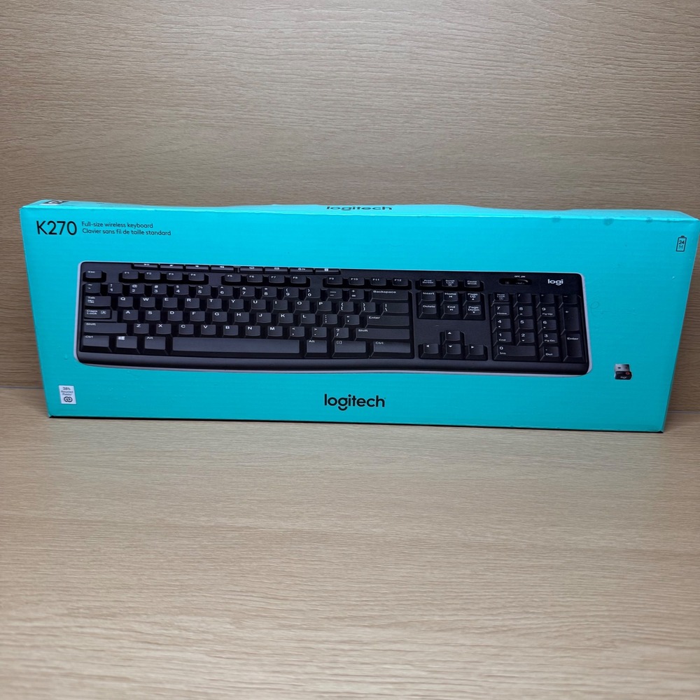 Logitech K270 Full-Size Wireless Keyboard Black USB Unifying Receiver New NIB